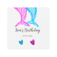 sereia azul rosa aquarela adicionar nome aniversár