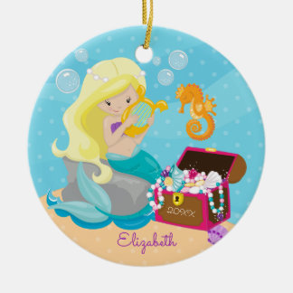 Sereia bonito enfeites de natal personalizados
