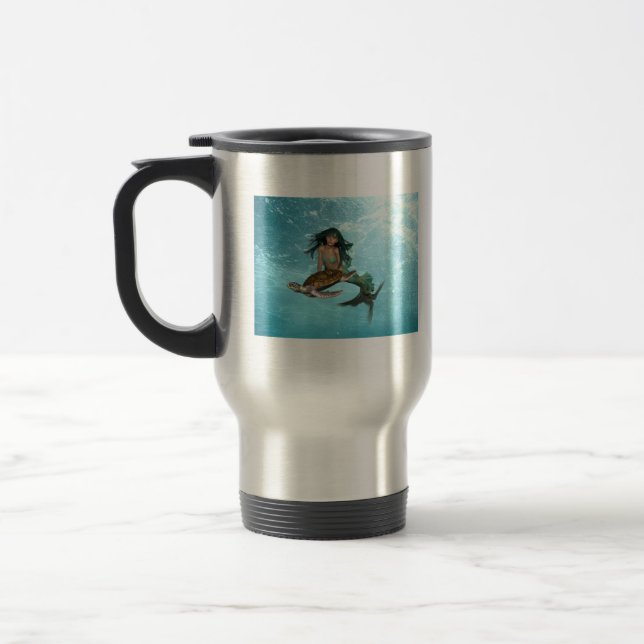 Sereia com a caneca de viagem da tartaruga de mar (Esquerda)