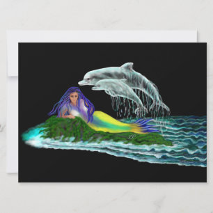 Sereia com golfinhos