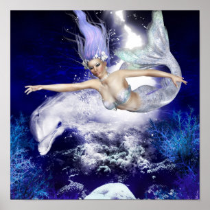 Sereia com poster do golfinho