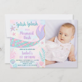 Sereia Convite de Aniversário com Foto