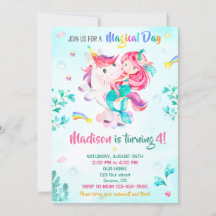 Sereia convite de aniversário Rapariga Dia de fest