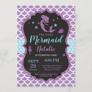 Sereia Convite de Aniversário Sob Festa do Mar