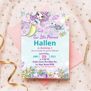 Sereia Convite De Aniversário Sob Festa Do Mar