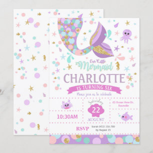 Sereia Convites de Aniversário Festa de Piscina d