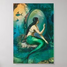 Sereia da Buclid Vintage no Impressão de espelho