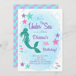 Sereia Da Glitter Sob Convite De Aniversário Do Ma