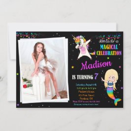 Sereia e convite de aniversário do Unicórnio Dabbi