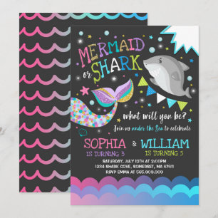 Sereia E Festa De Piscina De Convite À Aniversário