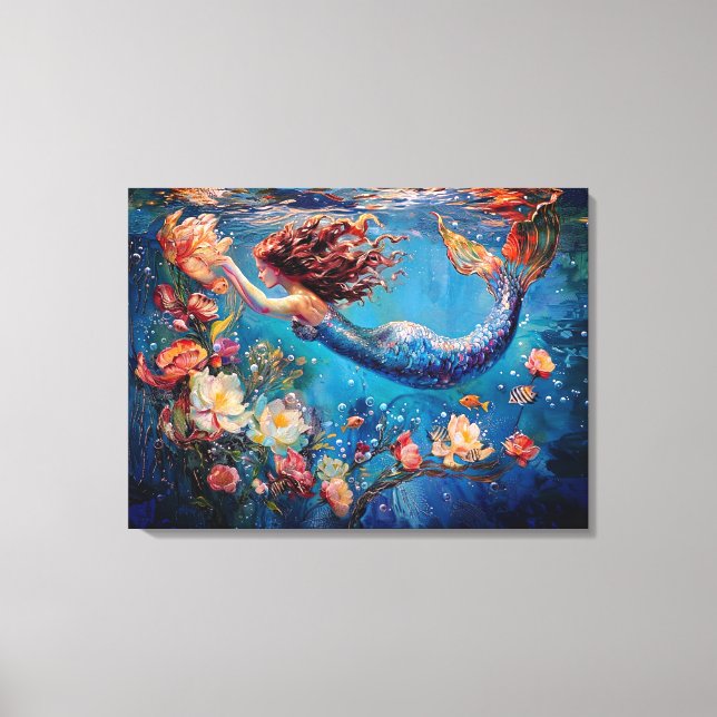 Sereia e Flores sob a Canvas do Mar (Frente)