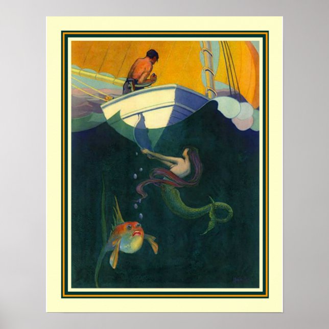 Sereia e Impressão 16x20 para veleiro 1920 (Frente)