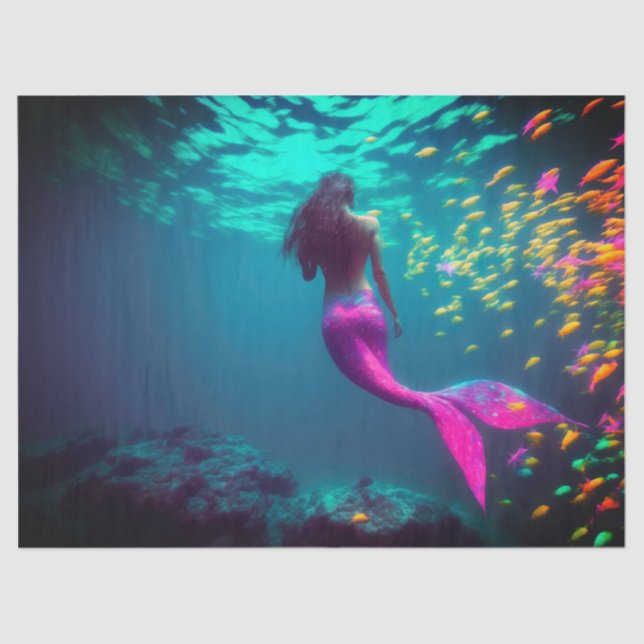 Sereia e papel tecidos para presentes de peixe (Frente )