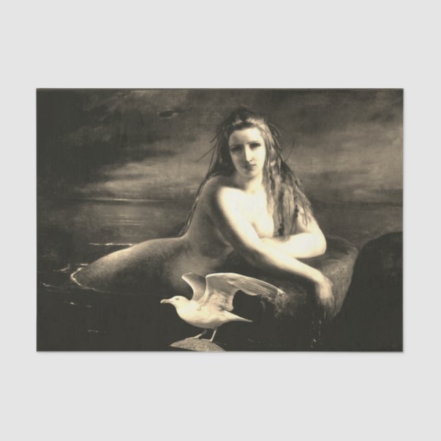 Sereia e papel tecidos para presentes na gaivota (Frente )