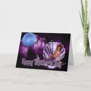 Sereia em Clam Shell - Cartão de Dia de as mães Fa