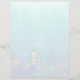 Sereia - Folha de Papel de 8,5" x 11"