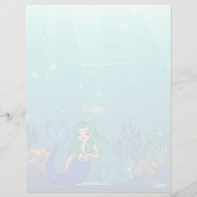 Sereia - Folha de Papel de 8,5" x 11" (Frente)