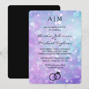 Sereia Glitter Monograma Convite para Casamento