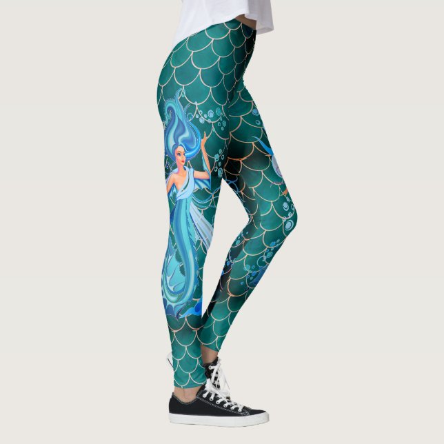 Sereia Leggings Azuis De Aqua Para Ela (Direita)