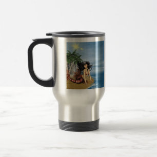 Sereia na caneca de viagem da praia