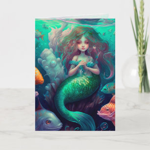 Sereia, Oceano, Peixe, Cartão de Artes Gráficas