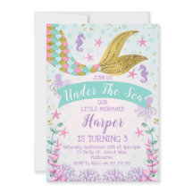 Sereia Ou Sob O Convite De Aniversário Do Mar