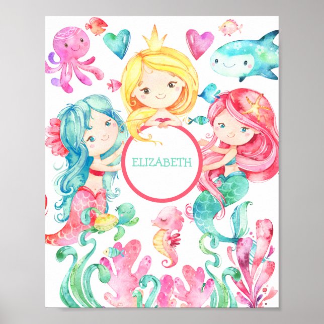 Sereia Personalizada Impressão Sob O Mar (Frente)