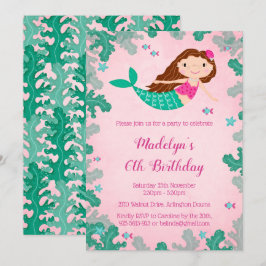 Sereia Rosa Sob Os Convites De Aniversário Do Mar