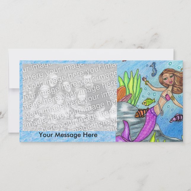 Sereia Roxa bonito Nadando Peixes Rochas de algas  (Frente)