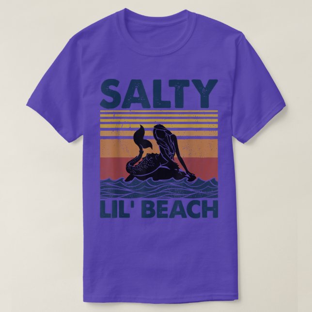 Sereia Salty Lil' Beach Vintage T-Shirt Engraçado (Frente do Design)
