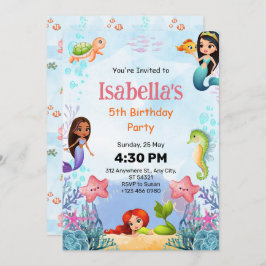 Sereia Sob Convite de aniversário De 5 Mar