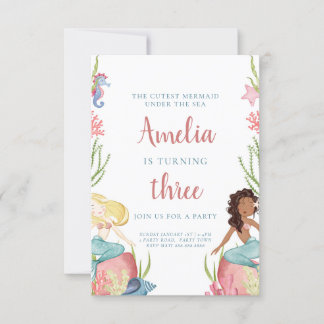 Sereia Sob Convite De Aniversário Do Mar