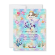 Sereia Sob O Convite De Aniversário De Água Do Mar