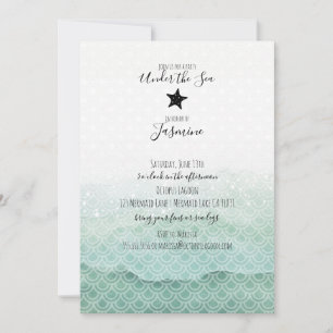 Sereia sob o Convite de aniversário do mar
