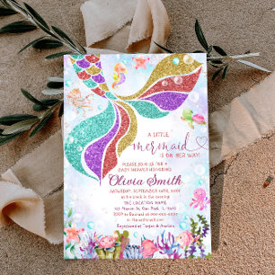 Sereia sob o convite para Chás de fraldas de Garot