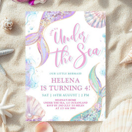 Sereia sob o Mar 4º Convite para Menina de Anivers