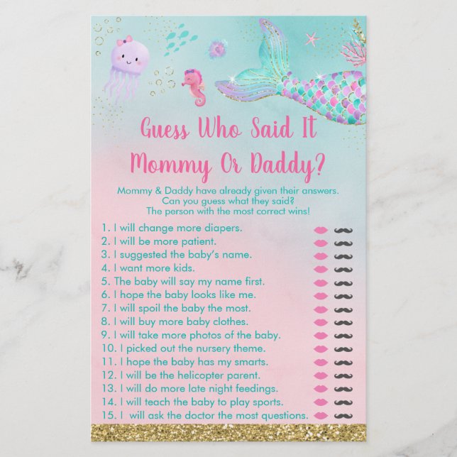 Sereia Sob O Mar Adivinha Quem Disse O Jogo (Frente)