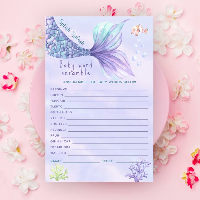 Sereia Sob o mar Bebê Palavras Desordenadas (Criador carregado)