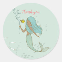 Sereia sob o mar Obrigado adesivos