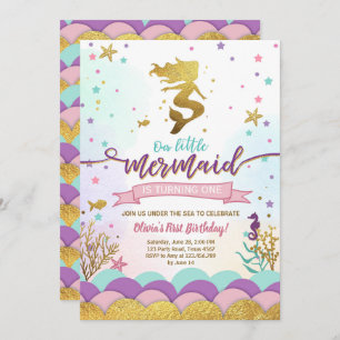 Sereia sob o roxo do convite do aniversário do mar