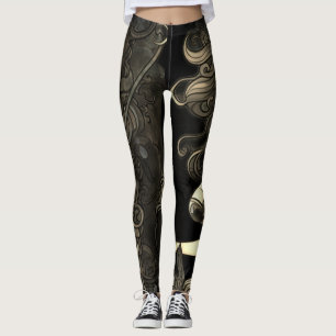 Sereia Steampunk Preto+Branco Legging Personalizad