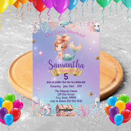 Sereia Whimsical Convite de Aniversário para Menin