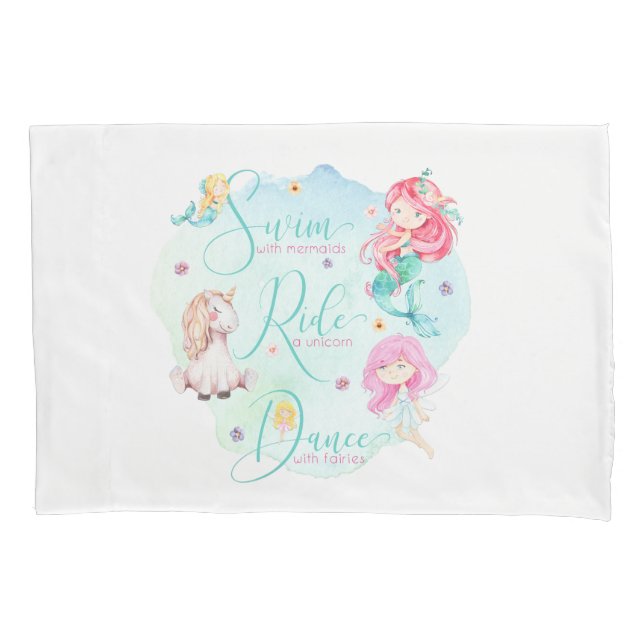 Sereias bonitos da aguarela, unicórnio, fadas (Frente)