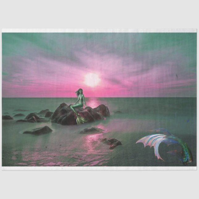 Sereias em Papel Tecido de Decoupage Sunset (Frente )