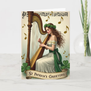 Serenata de Harpa Irlandesa Cartão de St Patricks