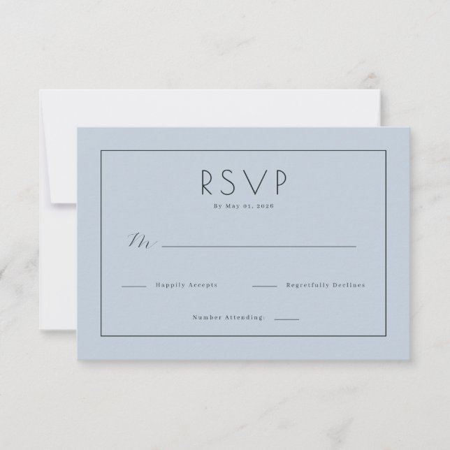 Serene Blue Minimalist RSVP (Frente)