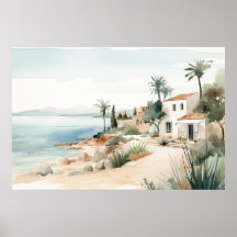 Serene Cyprus: Impressões de Arte Digitais de Aqua