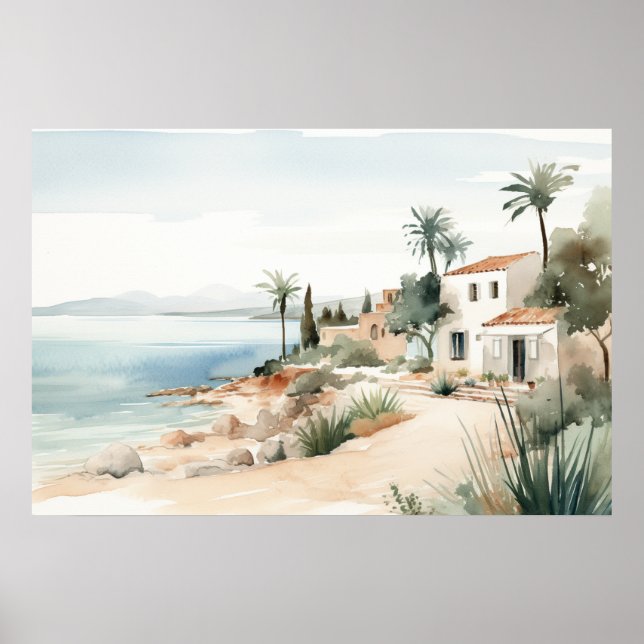 Serene Cyprus: Impressões de Arte Digitais de Aqua (Frente)