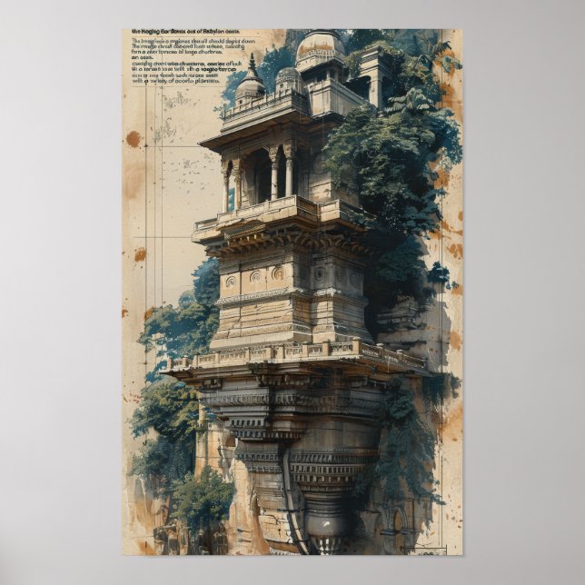 Serene Hanging Garden Sketch Poster (Frente)