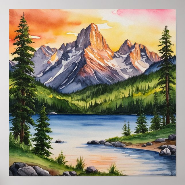 Serene Mountain and Trees poster (Frente)